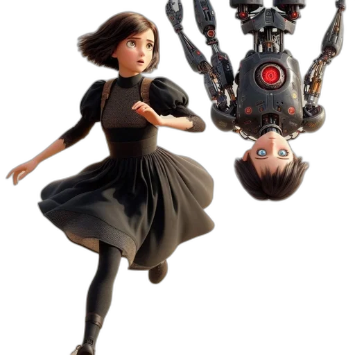 robot, dress, concept art, 3d render transparent PNG cut-out