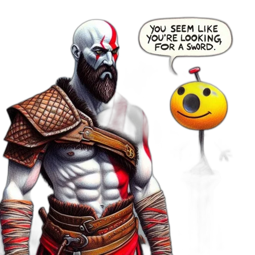 sword, mask, staff, comic book art transparent PNG cut-out