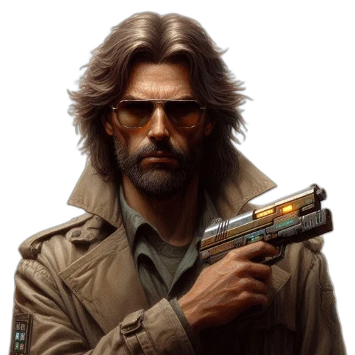 jacket, weapon, cyberpunk, concept art transparent PNG cut-out