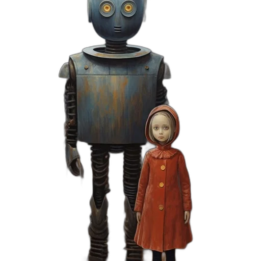 robot, dress, concept art, 3d render transparent PNG cut-out