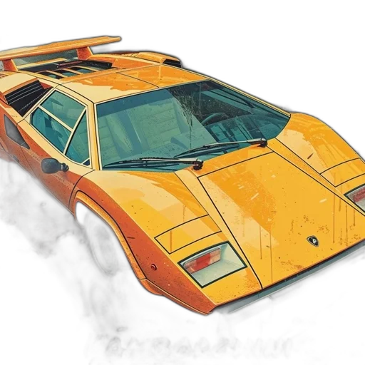 car, concept art, photorealistic, watercolor transparent PNG cut-out