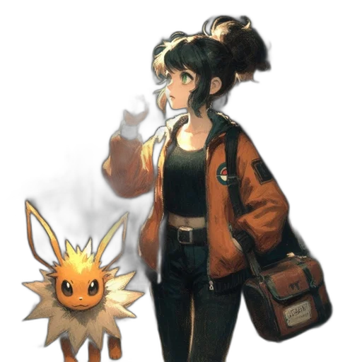 staff, jacket, creature, weapon transparent PNG cut-out