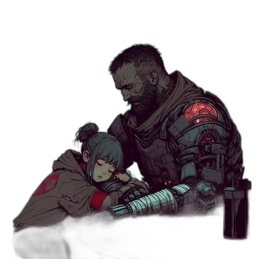 weapon, robot, jacket, cyberpunk transparent PNG cut-out