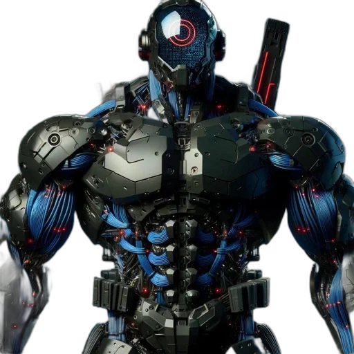 robot, concept art, 3d render, cyberpunk transparent PNG cut-out