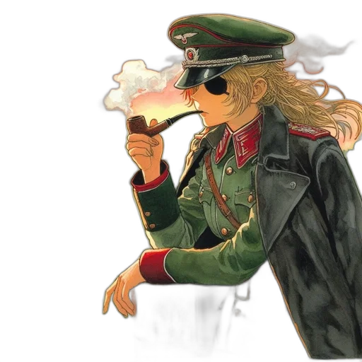 jacket, hat, weapon, staff transparent PNG cut-out