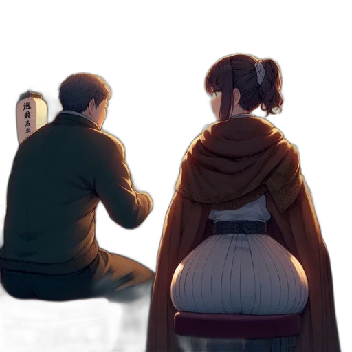 dress, bottle, staff, anime transparent PNG cut-out