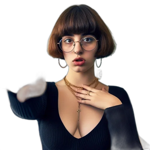 dress, jewelry, hair, face transparent PNG cut-out