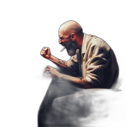 face, jacket, weapon, creature transparent PNG cut-out