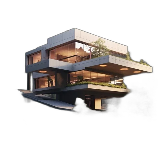 building, 3d render, concept art, photorealistic transparent PNG cut-out