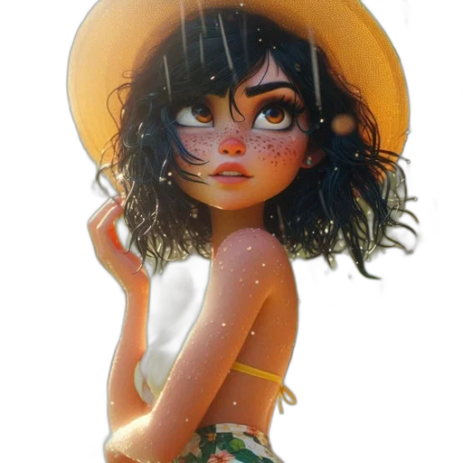 hat, dress, face, jewelry transparent PNG cut-out