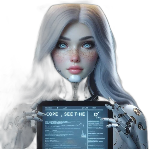 robot, face, dress, cyberpunk transparent PNG cut-out