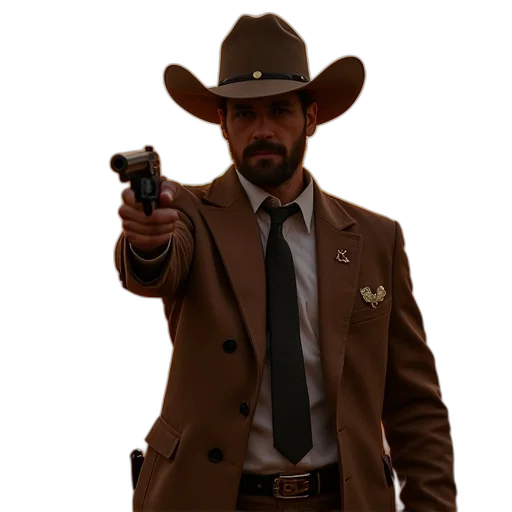 jacket, staff, weapon, hat transparent PNG cut-out