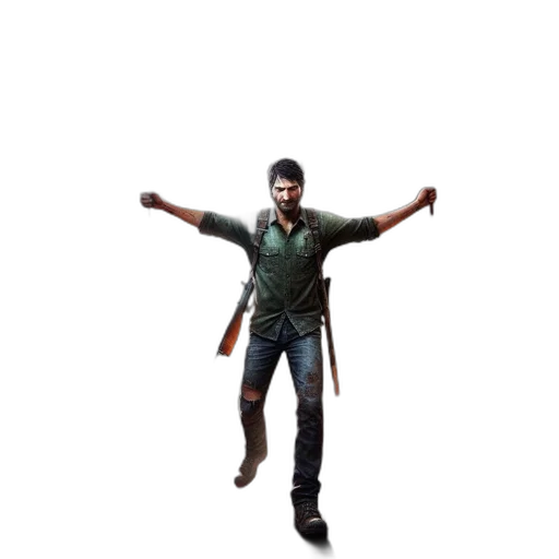staff, jacket, 3d render, pixel art transparent PNG cut-out