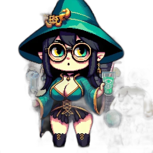 staff, dress, fantasy art, pixel art transparent PNG cut-out