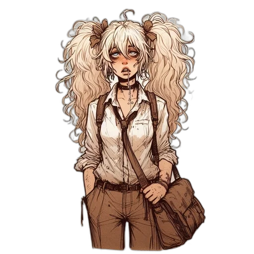 staff, hair, creature, jacket transparent PNG cut-out