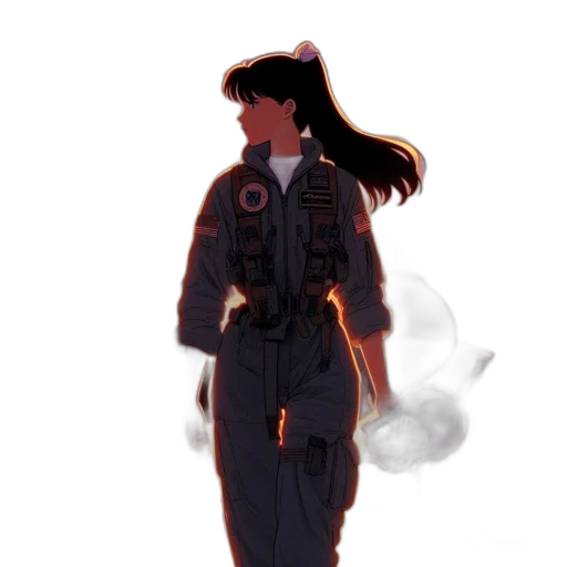 jacket, staff, robot, creature transparent PNG cut-out