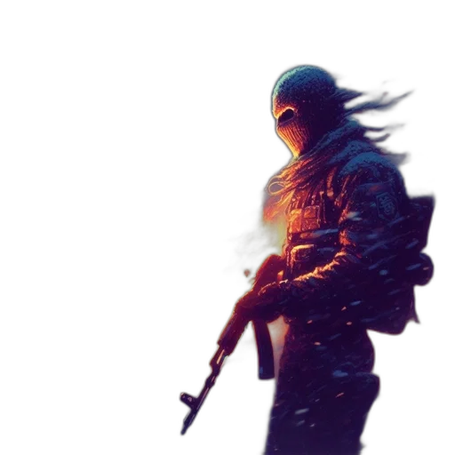 weapon, sword, jacket, mask transparent PNG cut-out