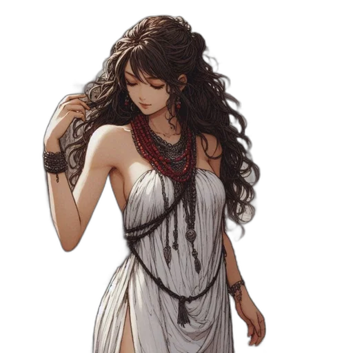 dress, jewelry, fantasy art, concept art transparent PNG cut-out
