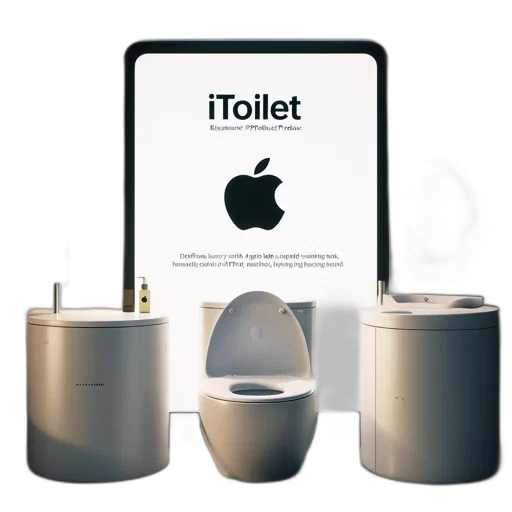 3d render, itoilet, adorned, apple transparent PNG cut-out