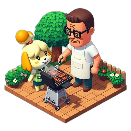 robot, food, staff, pixel art transparent PNG cut-out