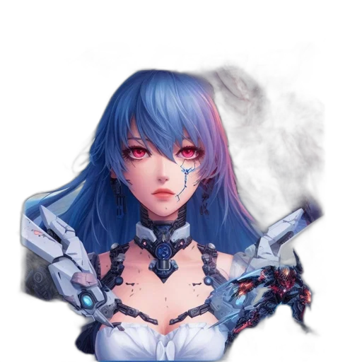 robot, dress, face, staff transparent PNG cut-out