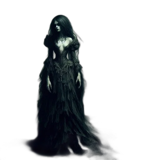 dress, creature, mask, hair transparent PNG cut-out