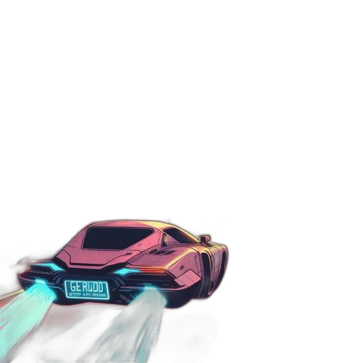 car, weapon, robot, vaporwave transparent PNG cut-out