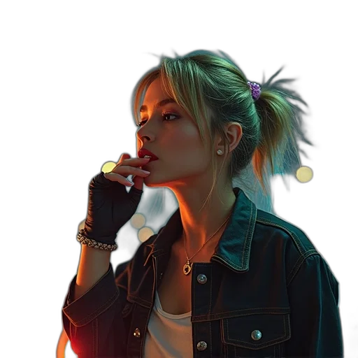 jacket, face, dragon, staff transparent PNG cut-out