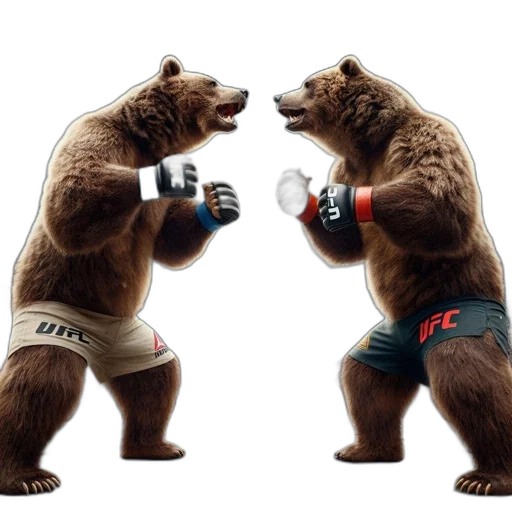concept art, two, bears, wearing transparent PNG cut-out