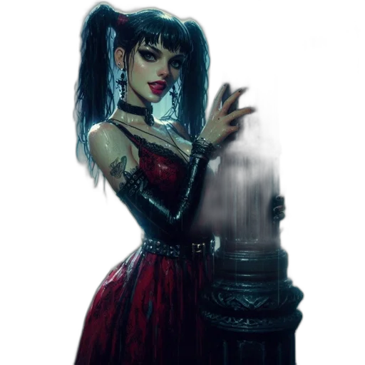 dress, staff, face, weapon transparent PNG cut-out