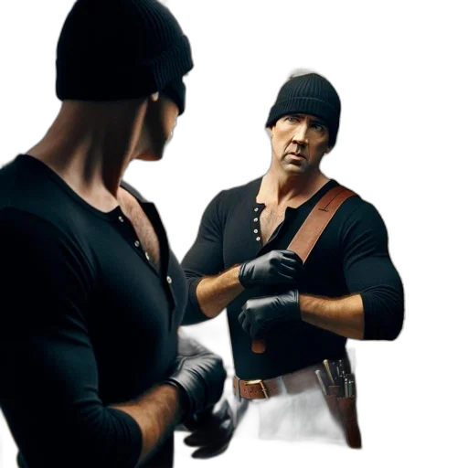 weapon, jacket, hat, concept art transparent PNG cut-out