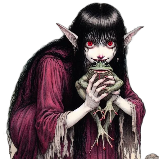 creature, mask, staff, fantasy art transparent PNG cut-out