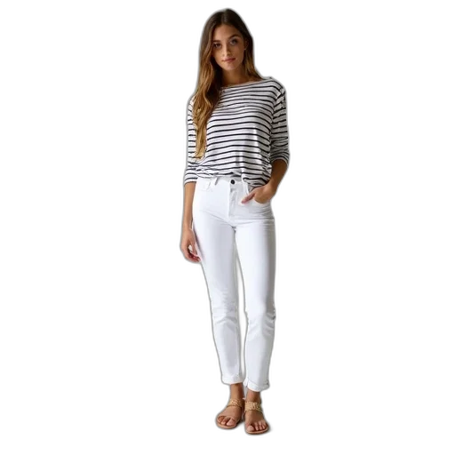 monochrome, white, jeans, striped transparent PNG cut-out