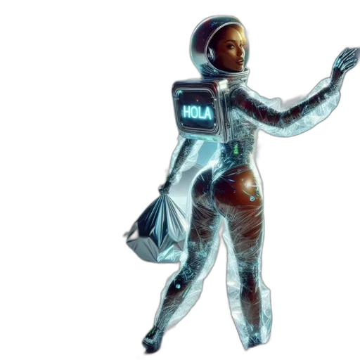 robot, dress, jacket, staff transparent PNG cut-out