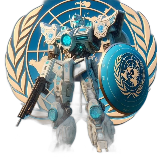robot, weapon, concept art, vaporwave transparent PNG cut-out