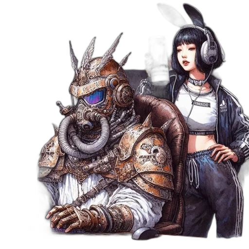 robot, mask, concept art, fantasy art transparent PNG cut-out