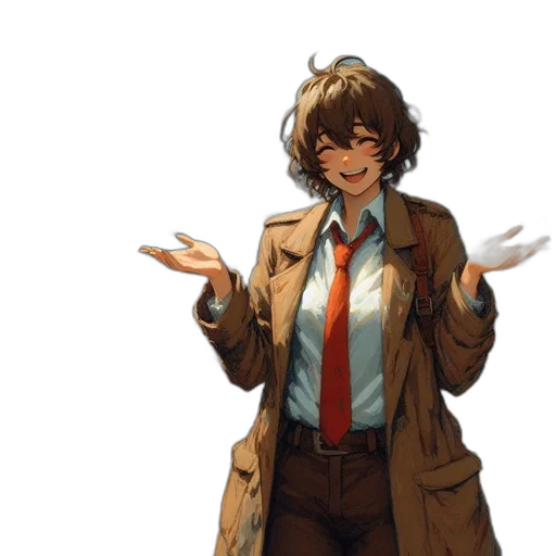 jacket, staff, weapon, mask transparent PNG cut-out