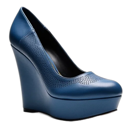 shoes, blue, leather, wedge transparent PNG cut-out