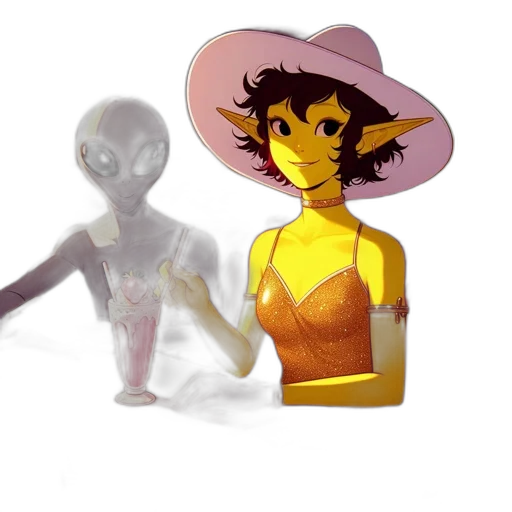 hat, mask, dress, staff transparent PNG cut-out