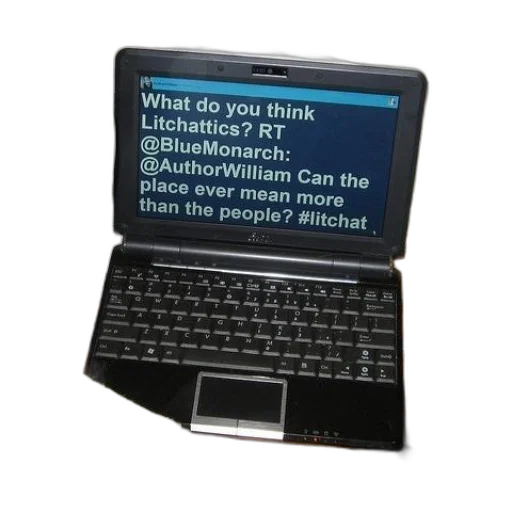 laptop, tweet, screen, asking transparent PNG cut-out