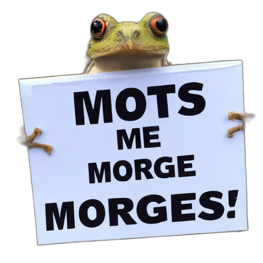 frog, holds, sign, says transparent PNG cut-out