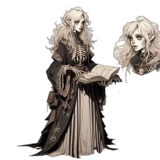 dress, creature, staff, concept art transparent PNG cut-out