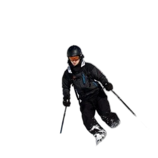 staff, photorealistic, skier, black transparent PNG cut-out
