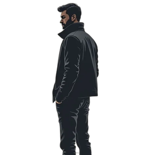 jacket, staff, shoes, face transparent PNG cut-out