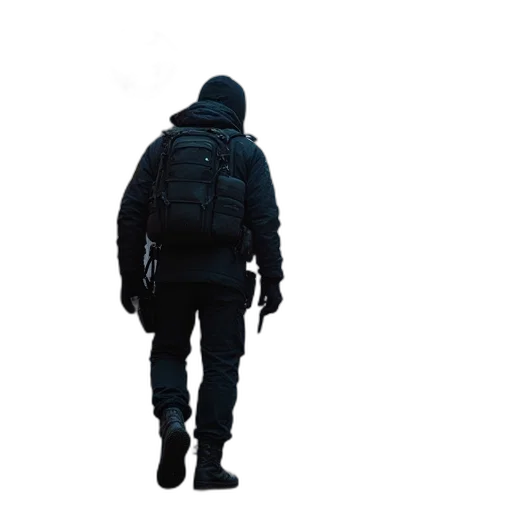 jacket, staff, weapon, creature transparent PNG cut-out