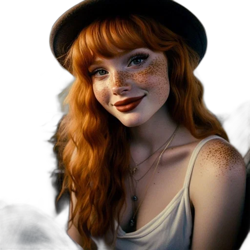hat, face, jewelry, dress transparent PNG cut-out