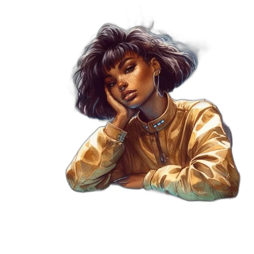 jacket, face, jewelry, fantasy art transparent PNG cut-out