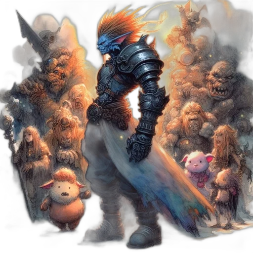 concept art, fantasy art, comic book art, pixel art transparent PNG cut-out