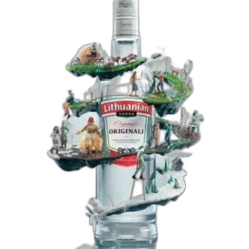 bottle, crown, 3d render, advertisement transparent PNG cut-out