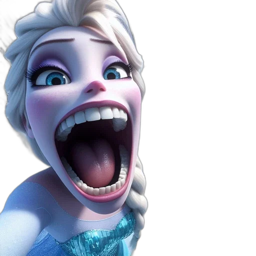 face, 3d render, elsa, her transparent PNG cut-out